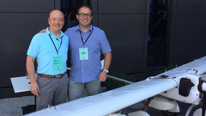 Mark Erjavec and Yuri Pederii, founder of agricultural drone company AeroDrone